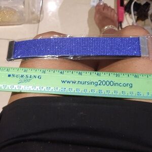 NIB WOMEN'S BLINGED OUT RHINESTONE'S BRACELET MAGNETIC CLOSURE NAVY BLUE